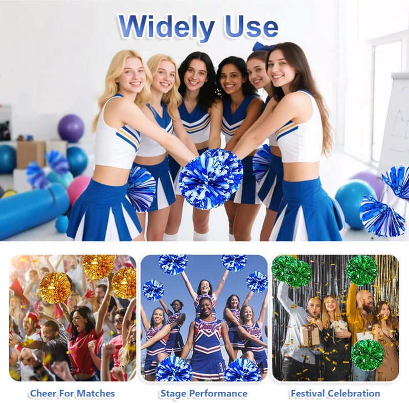 Hlonon 2 Pcs Cheerleading Pom Poms and Large Cheerleader Sports Dance Cheer Plastic Pom Poms Cheering for Sports Team Spirit Cheer - Image 4